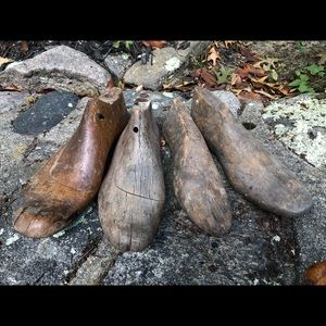 Four Vintage Wooden Shoe Forms Cool Industrial